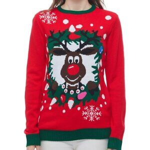 Women's Christmas Reindeer Snowflakes Sweater Pullover